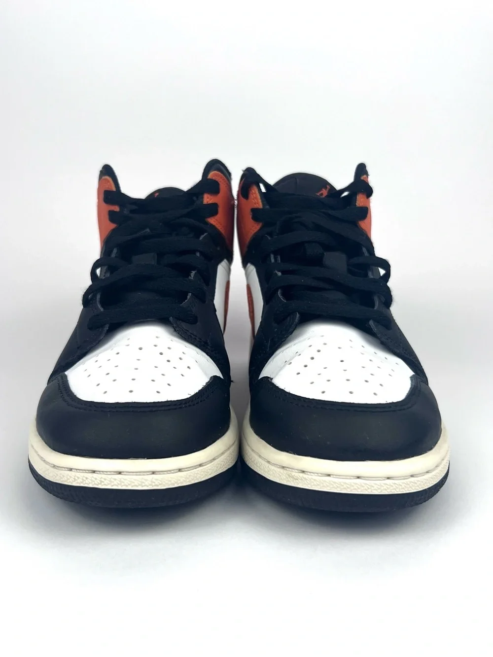 Nike Air Jordan 1 Mid - Orange/Black/White Kids Sneakers
